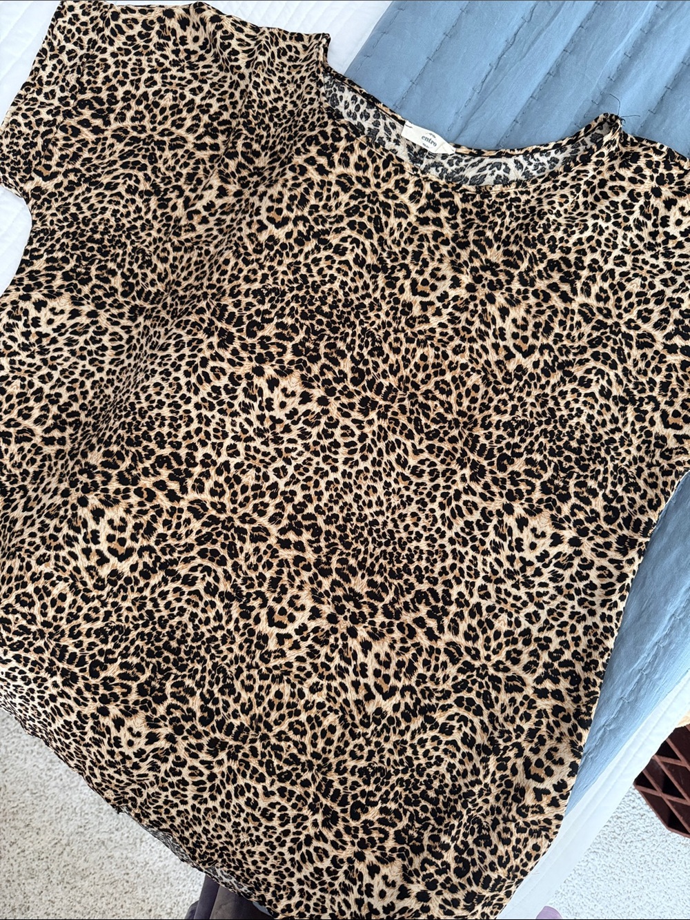 Women’s Leopard Print Short Sleeve Top - Tan & Black